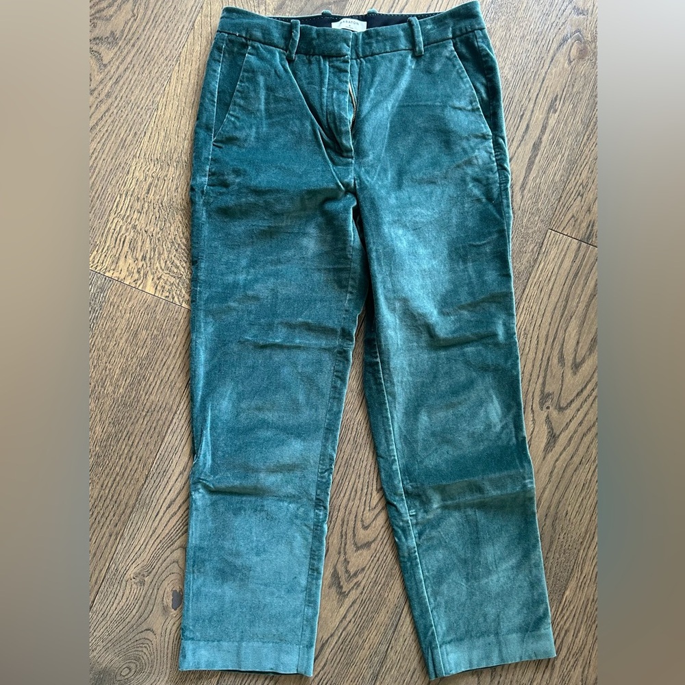 Babaton Women’s Green Velvet Cropped Pants - Size 4